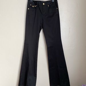 Roberto Cavalli | Black Flared Pants Gold Buttons